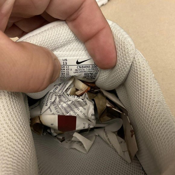 New! Display! Mens Nike Air Max 90 “Triple White” Running Shoes. Size 13. Nice!! - Picture 4 of 8